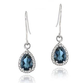 Genuine London Blue Topaz Earrings Jewelry 