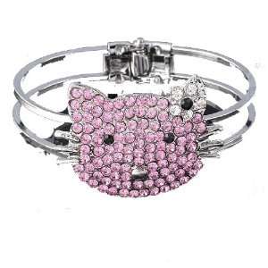   Kitty Pink Bracelet with Rhinestone & Crystal By Jersey Bling Jewelry