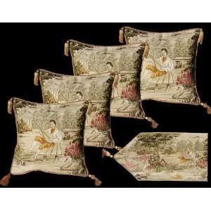 Four Aubusson Style Cushion/pillow Covers +Matching Table 