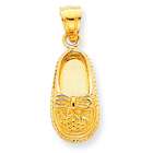 Jewelry Adviser pendants 14k 3 D Baby Shoe with Bow Pendant