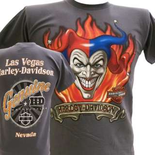 Harley Davidson Las Vegas Dealer Tee T Shirt Joker GRAY MEDIUM #BRAVA1 