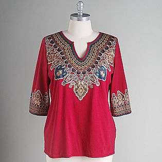   Plus 3/4 Sleeve Knit Tunic Top  French Laundry Clothing Womens Plus