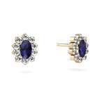 Jewels For Me Sapphire Earrings 14K Yellow Gold Genuine Oval