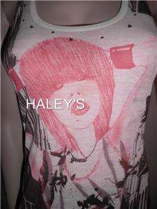 GUESS JEANS HOT PINK /WHITE SHEER LACE TANK TOP S,M, L  