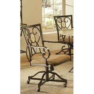 Set of 2 Dining Chairs with Casters in Brown Powder Coat Finish 