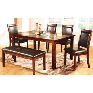 Best Quality 6 pc cherry finish wood rectangular dining table set with 