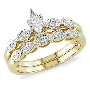   Gold 1/3 CT TDW Marquise Diamond Bridal Set Ring (G H, I1 I2) Jewelry