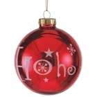 Roman Pack of 6 Ho Ho Ho Shiny Red Glass Ball Christmas Ornaments 3 
