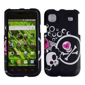  Black with White Pink Skull Heart Design Rubberized Snap 