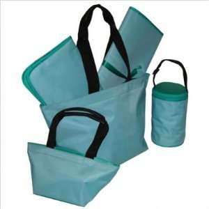 Kalencom Kicker & David design 5 piece Diaper tote bag set Aqua/Teal 
