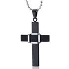    Black Finish Surgical Stainless Steel Cross Pendant Neklace for Men