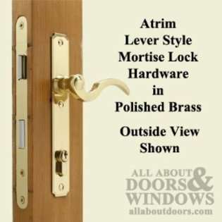 Atrium Door Lock Hardware Set   Polished Brass 