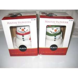  Publix Holiday Snowfolk Candle Holder Set