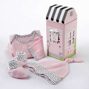 Welcome Home Baby Girl 3 Piece Layette Set in Gift Box (Pink)  