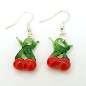 Glazed Fruit Earrings   Cherry