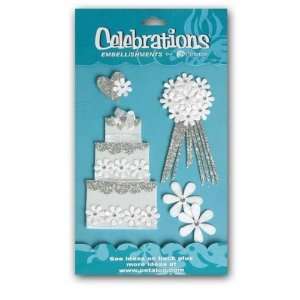  Silver & White Three Tier Wedding Cake Flowers Arts 