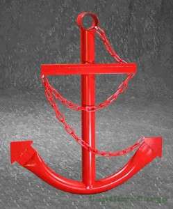 RED NAVY SHIP ANCHOR NAUTICAL METAL WALL ART DECOR 2  