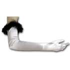 Finale Gloves Opera Length Satin Gloves With Marabou Trim In Black