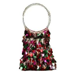   White Bucket Handbag with Shiny Multi Colored Sequins