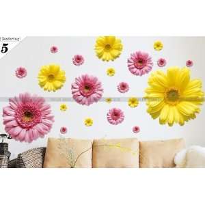 Reusable/removable Decoration Wall Sticker Decal  Large Pink+yellow 
