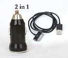 USB Black Car Power Charger + 3FT Cable for iPhone 4S 4 3GS 3G 2G iPod 