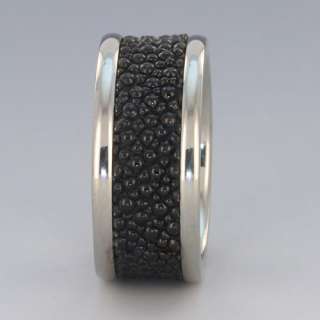 New 10mm Titanium Stingray Leather Inlay Band Mens Wedding Ring  