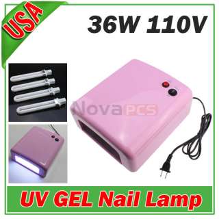 36W PINK UV GEL NAIL CURING LAMP 9W Light Tube Dryer 4X  
