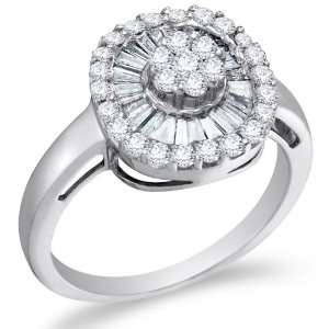Size 11.5   14K White Gold Diamond Halo Engagement OR Fashion Right 