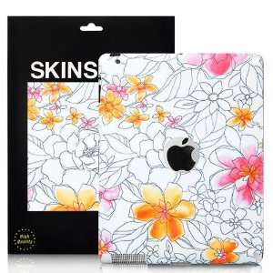  Flowers Pattern iPad 2 Back Cover Sticker Skin   White 