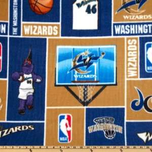  60 Wide NBA Fleece Washington Wizard Blocks Gold Fabric 