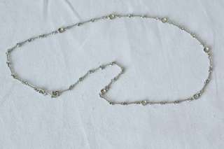   COIN 18K WHITE Gold Bone 7 Station Diamond Necklace Womens Jewelry