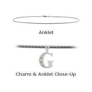  Initial Diamond G White Gold 9 Charm Anklet Jewelry