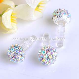 1PC 3.5mm AB Crystal Ball Anti Dust Plug Stopper For iPhone4/4S 