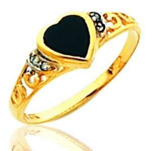  Ladiess 14K Yellow Gold Onyx Stone Masonic Ring Jewelry