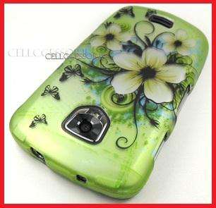 SAMSUNG DROID CHARGE WHITE FLOWER GREEN HARD COVER CASE  