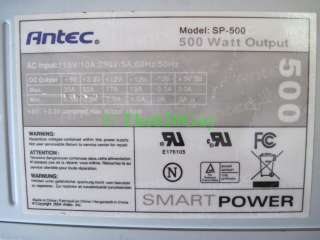 Antec SP 500 Smart Power 500W 500 Watt Modular ATX12V ATX PC Power 