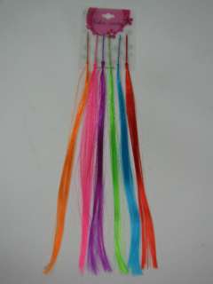 Emo Geek 12 inch Hair Extensions 6 Neon Colors on Metal Bobby Pins NWT 