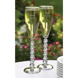  Diamond Stemmed Personalized Flutes 