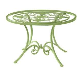  28 Scroll and Leaf Design Glass Top Lime Garden Table 