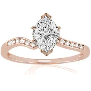 15 Ct Marquise Shaped Diamond Engagement Ring SI3 GIA 14K ROSE GOLD 