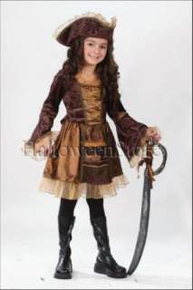 Sassy Victorian Pirate Child Costume includes Brown Velvet Dress with 