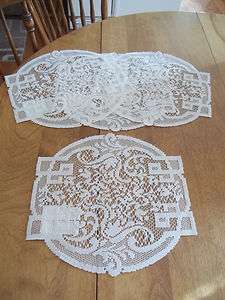   LACE IVORY 12 EMPRESS DESIGN PLACEMATS/DOILY SET OF 4 #854  