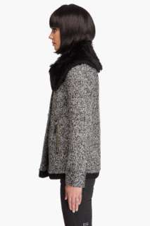 Juicy Couture Removable Fur Collar Tweed Jacket for women  