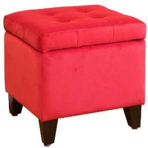  BEST Square Storage Ottoman with Tufting, Red