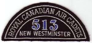 Royal Canadian Air Cadets badge NEW WESTMINSTER 513 sqn  