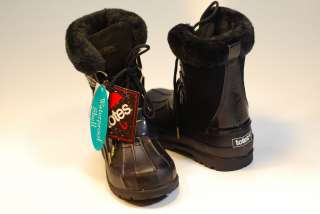 Women Black Leather Winter Snow Rain Boots *TOTES* Fur Lined  