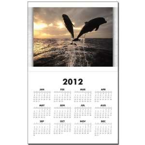  Calendar Print w Current Year Dolphins Flying in Sunset 
