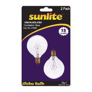 SUNLITE 40W 120V Globe G16.5 E12 Incandescent Light Bulb   2 Pack at 