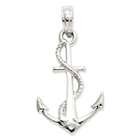 Jewelry Adviser pendants 14k White Gold 3 D Anchor with Rope Pendant