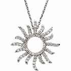 Jewelrydays White Gold Diamond Sun Pendant Necklace